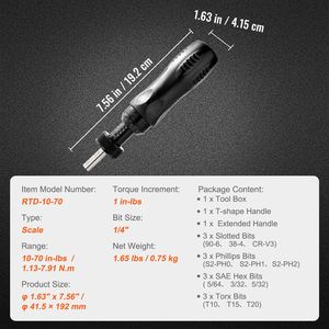 Set di Cacciaviti Dinamometrici con Attacco da 1/4" per Teste Torx ed Esagonali, Gamma 10-70 In/lbs, Strumento per Elettricisti con Scala Digitale - Product Image 2