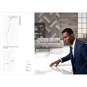Dalle en céramique porcelaine effet bois, 900x1800mm, finition brillante, épaisseur 9mm |   Carrelage mural et de sol antidérapant aspect marbre de qualité supérieure - Product Image 4