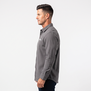 Good Quality Cotton Button Down Casual <b>Shirt</b> Custom Logo Long Sleeve <b>Charcoal</b> Color <b>Shirt</b> for Men - Product Image 4