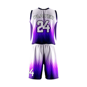 Ensemble de maillots et shorts de basket-ball personnalisés avec logo et nom d'équipe, imprimé sur mesure, 100% polyester, respirant et anti-transpiration - Product Image 6