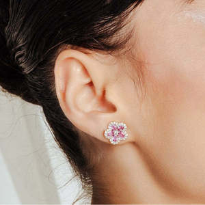 18K Rose Gold Plated Cherry Blossom <b>Stud</b> <b>Earrings</b>-Trendy Wedding Jewelry - Product Image 4