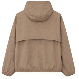 Translucent Windbreaker <b>Jacket</b> and Shorts Set for <b>Men</b> <b>Lightweight</b> Hooded <b>Jacket</b> with Elastic Waist Fashion Outdoor Set in Beige - Product Image 2