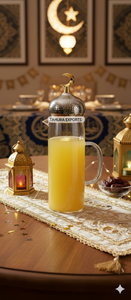 Pot de rangement en verre fait main, style luxe 2026, attrayant, pour la décoration de table du Ramadan, nouveau style avec couvercle en forme de minaret et pichet pour l'Aïd - Product Image 2
