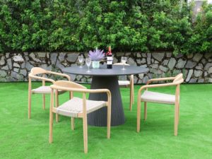 Luxury Fluted Conical Base <b>Round</b> Fiber Concrete <b>Dining</b> <b>Table</b> Modern GFRC <b>Dining</b> Furniture for Indoor Outdoor Use - Product Image 4