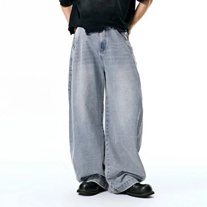 Low MOQ Denim Jeans Custom <b>Spray</b> Paint Printed Baggy Loose Women's Jeans Trousers Wholesale Wide Leg Denim Pants for Women - Product Image 5