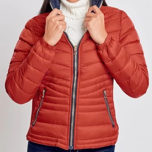 Veste matelassée pour femme, manches longues, col montant, fermeture éclair, couleur unie, manteau d'hiver, rembourrage en polyester, longueur normale - Product Image 2