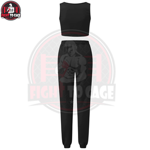 Women Tracksuits 2 Piece Outfit Long Sleeve Hoodie <b>Cropped</b> <b>Tops</b> And Jogger Pants, Workout Black Women Crop <b>Tops</b> Tracksuits - Product Image 4