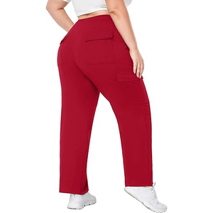 <b>Women</b>’s <b>Loose</b> Fit Cargo Pants Elastic Waist Baggy Streetwear <b>Trousers</b> Plain Dyed Casual Cargo Pants - Product Image 5