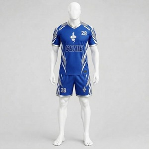 Premium-Qualität Blaues Sublimations-Fußballtrikot-Set Herren Erwachsene Atmungsaktive Polyester-Uniform Nummer 28 Team-Fußballausrüstung - Product Image 1