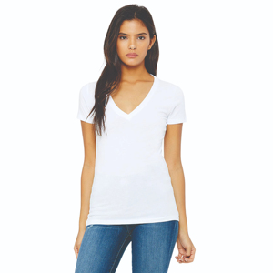 Camiseta de Mujer de Alta Calidad con Etiqueta Personalizada, Camiseta con Cuello en V, Camiseta de Algodón Grueso para Mujer, Precio al por Mayor, OEM Personalizado 2026, Cómoda - Product Image 1