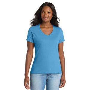 Nouvel Arrivage T-shirt Femme Col V en Coton Doux Jersey Manches Courtes Haut Décontracté Logo Personnalisé Fabricant OEM Fournisseur en Gros - Product Image 4