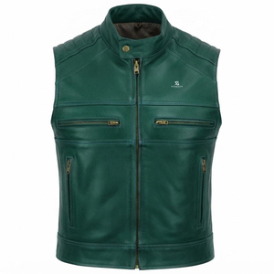 Men's <b>Leather</b> <b>Vest</b> Custom OEM ODM Wholesale Sleeveless Motorcycle <b>Biker</b> Jacket Vintage Casual Premium Winter Windproof Outerwear - Product Image 2