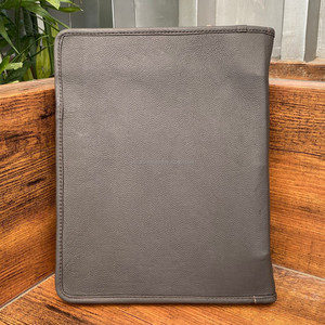 <b>A4</b> Size Custom Hand Tooled Leather Interview Resume Padfolio Zipper Ring Binders Genuine Leather Quilted Presentations <b>Folders</b> - Product Image 5