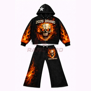 Ensemble sweat-shirt et jogging surdimensionné pour homme et femme, style streetwear, imprimé personnalisé avec strass, printemps/été - Product Image 1