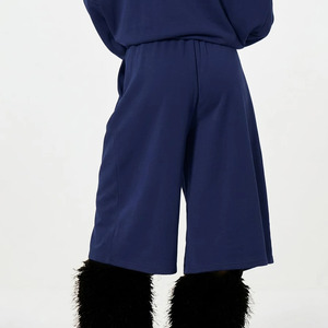 Pantalones Harem de Cintura Alta para Mujer, Talla Grande, Color Azul Marino, Estilo Otoñal, Corte Holgado, Cintura Elástica, Forro Polar, Casuales - Product Image 2