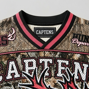 T-shirt en maille surdimensionné personnalisé, coupe courte et carrée, maillot de football par sublimation, haut streetwear rétro camouflage - Product Image 5