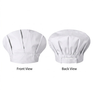 Casquette de chef pour homme en coton et polyester de qualité supérieure, 180 GSM, blanche, avec panneau plissé, logo personnalisé brodé - Product Image 1