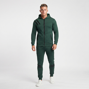 Survêtement Homme à Capuche Zippé Décontracté en Molleton Lourd à Manches Longues Coupe Slim 100% Coton pour le Sport, le Jogging et la Course à Pied - Product Image 1