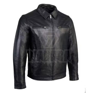 Veste en cuir de motard haut de gamme, coupe ajustée moderne, confort doux et élégante, idéale pour l'hiver - Product Image 4