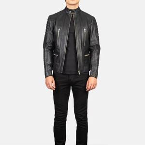 <b>Black</b> Color Fashion Outerwear Factory Price Men's High Street Genuine Leather Jackets Custom Logo Durable Real Leather Jackets - Product Image 5