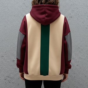 Sudadera con capucha para mujer, personalizada con logo impreso en relieve, 100% algodón, 400 GSM, hombros caídos, bloques de color, estilo oversize, de gran gramaje. - Product Image 6
