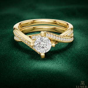 Elegant 9K 10K 14K 18K Yellow Gold 18K Gold Plated Round Brilliant Cut Diamond Engagement Ring for Women with IGI Certificate - Product Image 1