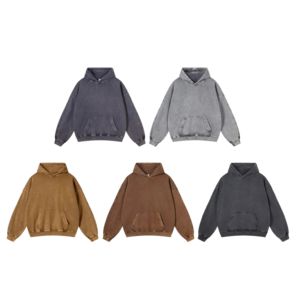 เสื้อฮู้ดดี้ผู้ชายไซส์ใหญ่ OEM รุ่นคันทรีเทรนด์ สไตล์ไฮสตรีท ทรงหลวม ไหล่ตก แขนยาว สีพื้น เรียบง่าย โอเวอร์ไซส์ - Product Image 3