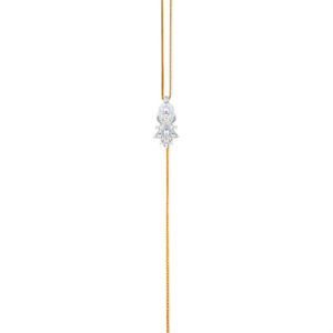 <b>Titanium</b> Gold Plated Long Link <b>Chain</b> Necklace with Floral Zircon Design - Product Image 2