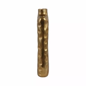 Vase de sol artisanal Contour avec texture côtelée, finition dorée contemporaine, 12,5 pouces de hauteur, pièce d'art décorative - Product Image 2