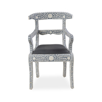 Fauteuil d'appoint rembourré avec incrustations en os, meuble de maison en bois fait main de qualité supérieure