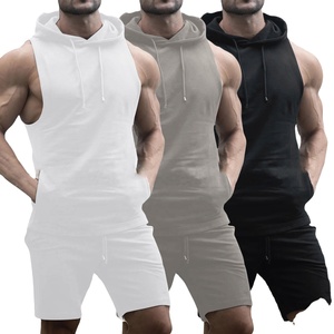 Ensemble de survêtement sans manches et short pour homme, vente en gros, coupe ajustée et personnalisée - Product Image 2