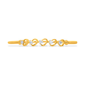 Women's Yellow <b>Gold</b> Diamond Bangle Round Brilliant Cut Lab Grown Diamonds Minimalist Everyday Wear <b>Bracelet</b> - Product Image 2