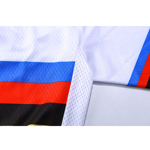 Camiseta de Ciclismo Blanca para Hombre, Manga Corta, Rayas Arcoíris, Cuello Alto, Cierre Frontal, Poliéster Transpirable, Ajustada, para Verano - Product Image 5