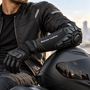 Protections de coudes pour moto en cuir Manwa, coque rigide, protection renforcée, fermeture auto-agrippante, prix avantageux, best-seller - Product Image 5