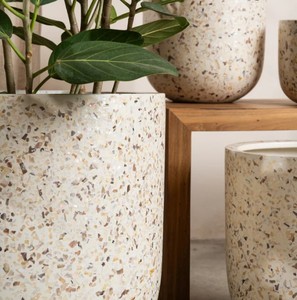 Pot de fleurs en terrazzo moderne de luxe, grand pot en ciment, minimaliste, différentes tailles, pot de jardin intérieur/extérieur, pot de décoration pour la maison - Product Image 4