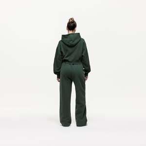 ชุดเซ็ต 2 ชิ้น เสื้อฮู้ดดี้ครอปผ้าวอชระบายอากาศได้ดีคุณภาพสูง กางเกงจ็อกเกอร์สำหรับฤดูหนาว สีเขียว ชุดวอร์มหนาน้ำหนักมาก รับสกรีนโลโก้ สำหรับผู้ชาย - Product Image 5