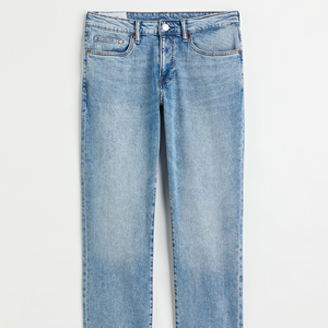 Jean en denim délavé bleu classique pour homme, coupe droite, poids moyen, respirant, écologique, style décontracté vintage streetwear - Product Image 4