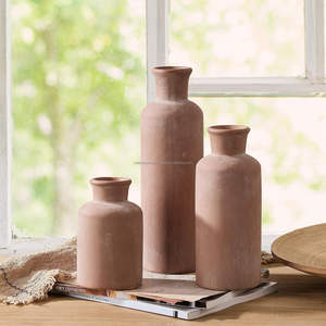 ชุดแจกันเซรามิกที่ไม่เหมือนใครแจกันทรงกระบอกเซรามิกเคลือบด้านลายดอกไม้แจกันสำหรับเป็นของขวัญของตกแต่งบ้านสำนักงาน - Product Image 4