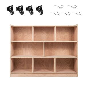 Armario de almacenamiento para aula de 8 secciones y 36 pulgadas de alto, de madera contrachapada, con ruedas, armarios infantiles para preescolar con estantes de almacenamiento - Product Image 2
