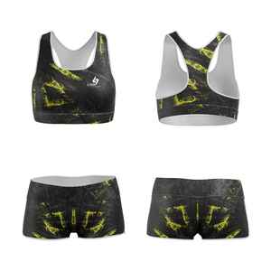 Conjunto de Ropa de Yoga Sublimada Personalizada para Mujer, Talla Grande, Dos Piezas, Bra y Pantalones Cortos, para Entrenamiento Físico - Product Image 6