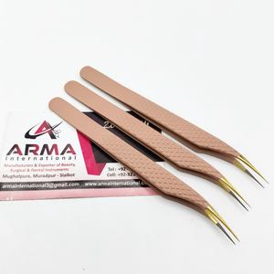 Pinzas de Acero Inoxidable para Extensión de Pestañas, Profesionales, Multiusos, con Punta Dorada de Precisión, Antimagnéticas, con Mango Cómodo - Product Image 3