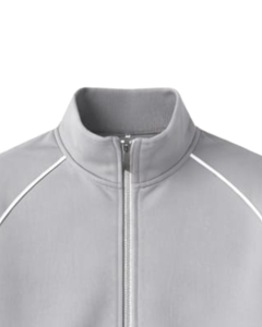 Ensemble de survêtement gris clair personnalisé pour homme, veste zippée intégrale et pantalon de jogging avec passepoil blanc, fabricant de vêtements de sport sur mesure OEM - Product Image 2