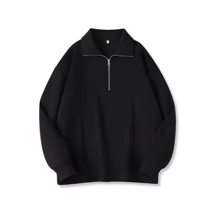 Sweat à capuche surdimensionné pour homme en coton épais 100% lourd, personnalisé, avec col zippé, motif uni, pour la saison hivernale - Product Image 4