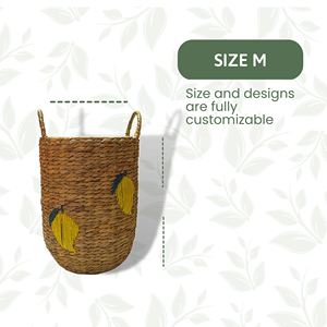 Handmade Eco-friendly Hyacinth Storage <b>Basket</b> with Cylinder Handle Biodegradable and Sustainable for <b>Laundry</b> Use - Product Image 5