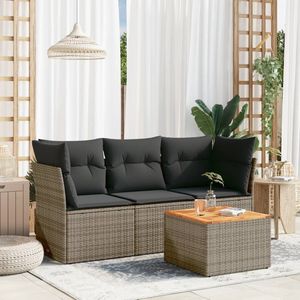 Ensemble de canapé de jardin en rotin gris brun 3 places, résistant aux intempéries, mobilier d'extérieur au design contemporain - Product Image 1