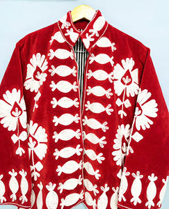 Handmade Velvet Floral Embroidered Jacket | Unisex Luxury Artisan Winter Bomber - Product Image 3