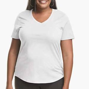 เสื้อยืดผู้หญิงไซส์ใหญ่รุ่นใหม่มาแรงปี 2026 ผ้าฝ้ายผสมโพลีเอสเตอร์ สีดำ ทรงหลวม คอวี - Product Image 2