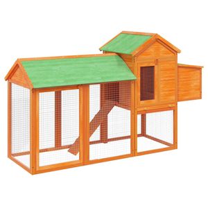 Grand poulailler en bois de pin massif brun et contreplaqué, maisons et meubles pour animaux de compagnie - Product Image 2