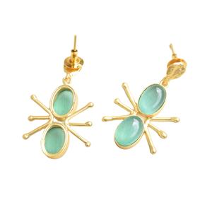 Boucles d'oreilles pendantes en laiton naturel, pierre semi-précieuse naturelle de qualité supérieure, finition en laiton antique, sans nickel, durables, qualité d'exportation en vrac - Product Image 5