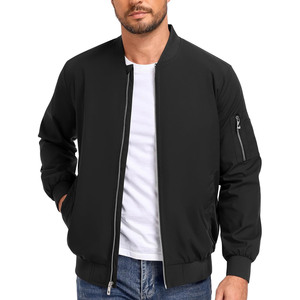 Blouson bomber gris pour homme, fermeture éclair, col montant, coupe décontractée, coupe-vent, vêtement d'extérieur pour l'automne, coupe régulière, matière polyester - Product Image 4